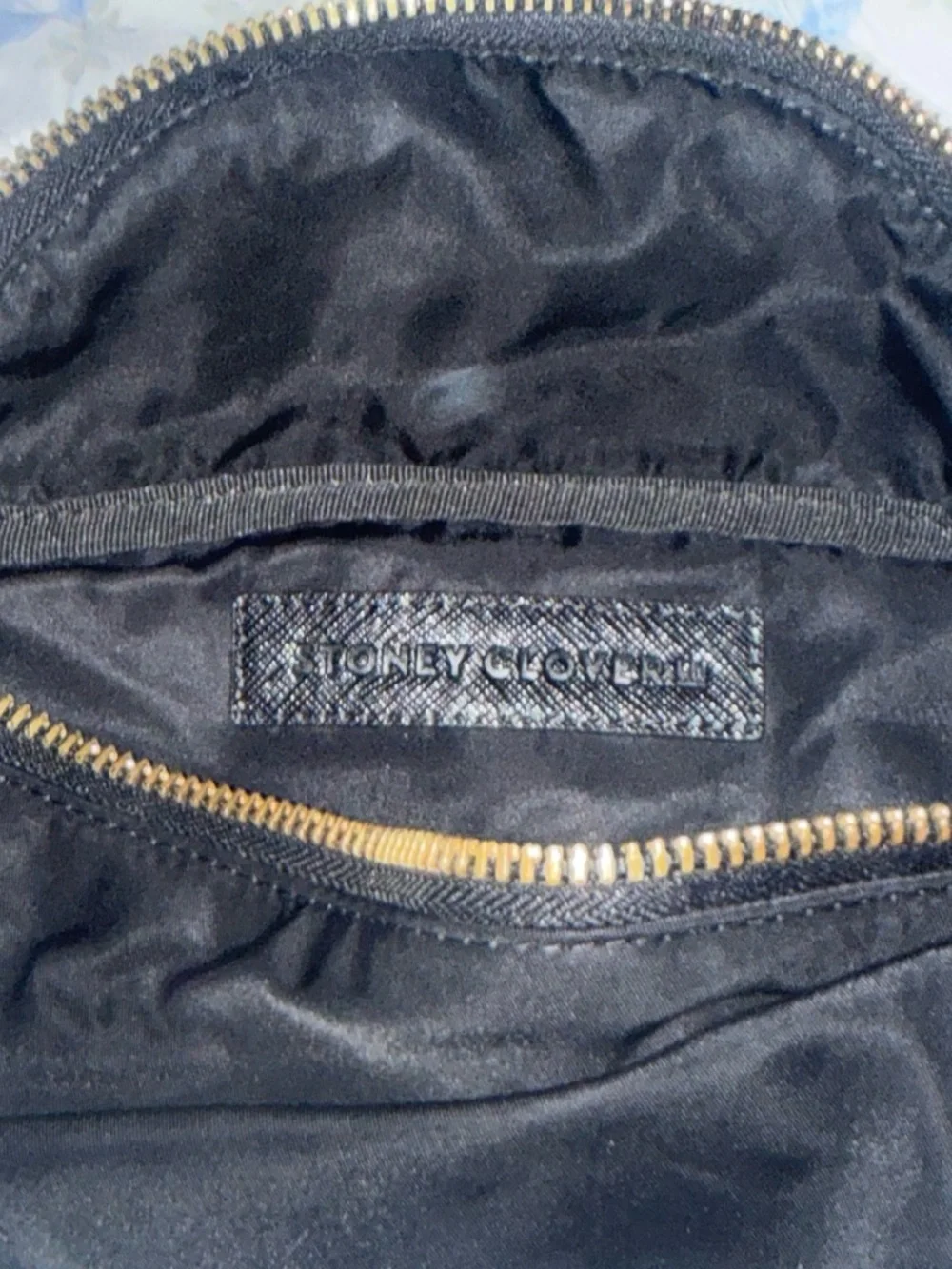 Black Gold-Zip Nylon Crossbody Belt Bag